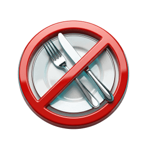 No food prohibition icon. Avoid eating for 2 to 3 hours before your InBody 970 scan.