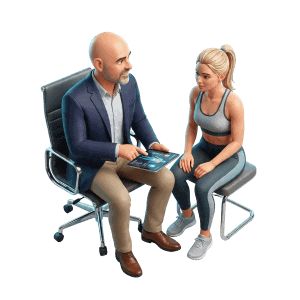 3D rendered consultation icon representing personalised body composition coaching