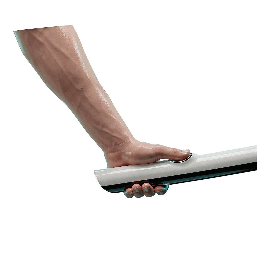 3D icon of a hand gripping an electrode handle representing the InBody 970 eight-point tactile electrode system