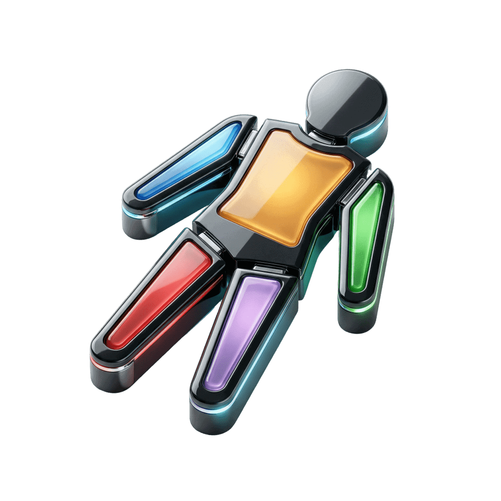 3D icon of a human body divided into five segments representing InBody 970 direct segmental measurement technology