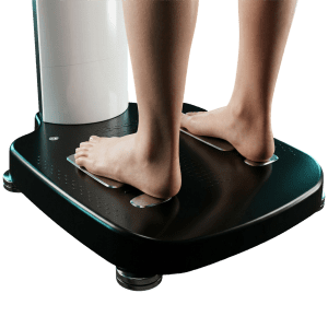 Bare feet standing on InBody 970 foot plate electrodes during scan