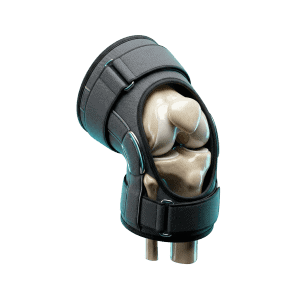 3D rendered knee joint icon representing rehabilitation and sports medicine body composition tracking