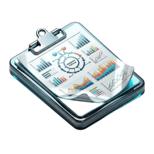 3D icon of a printed medical report with charts representing ECAL metabolic test results