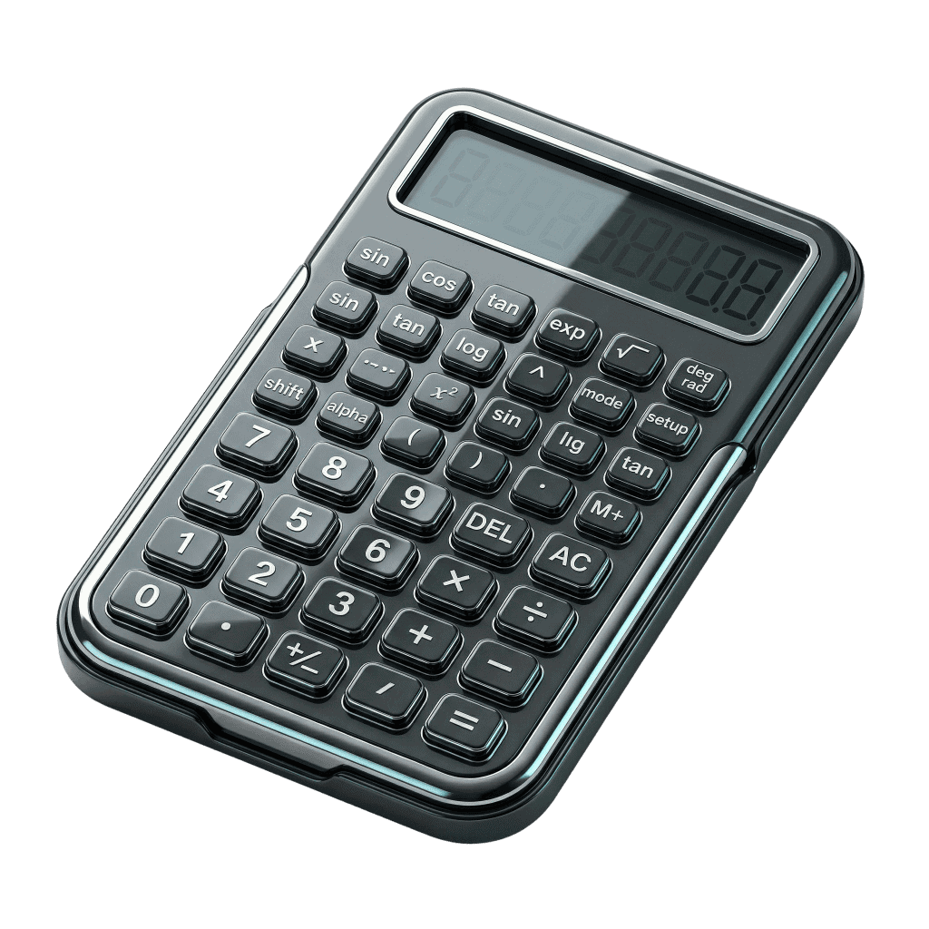 3D rendered scientific calculator icon representing the Weir equation metabolic calculation