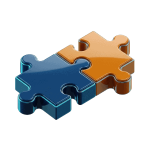 3D rendered interlocking puzzle pieces icon representing integration with existing wellness programs
